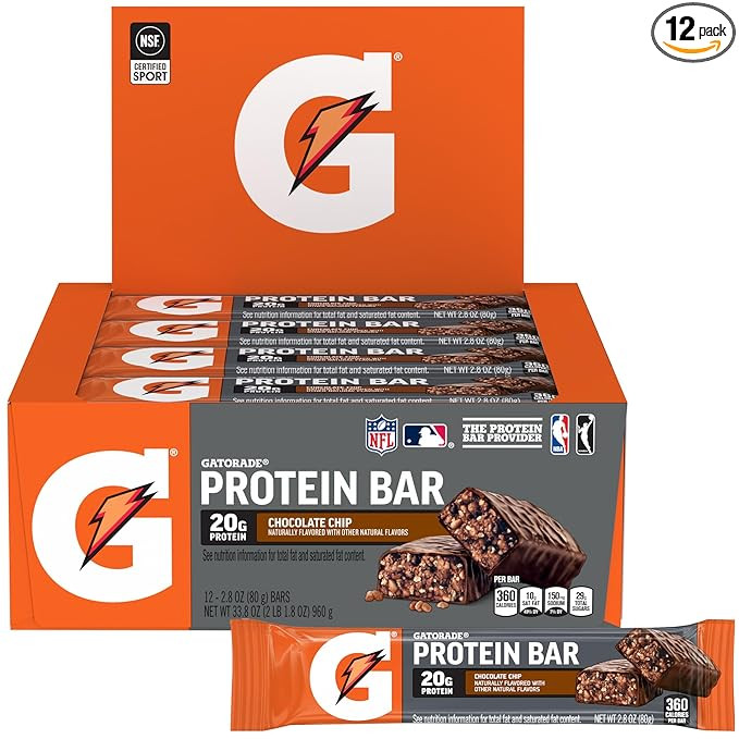 Gatorade Whey Protein Recover Bars, Chocolate Chip, 2.8 ounce(Pack of 12) | Amazon (US)