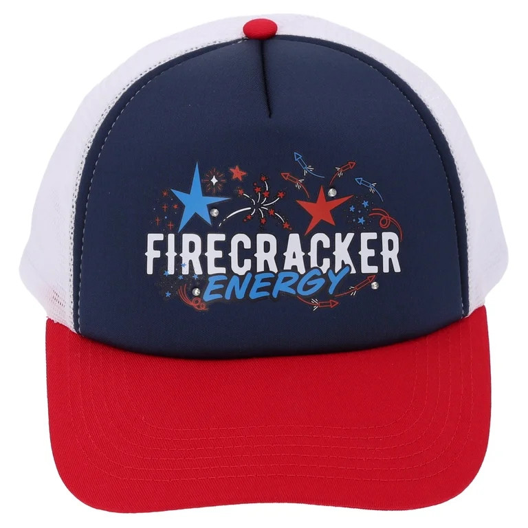 Way To Celebrate Patriotic Firecracker Energy Trucker Hat for Kids, Red/White/Blue, One Size - Wa... | Walmart (US)