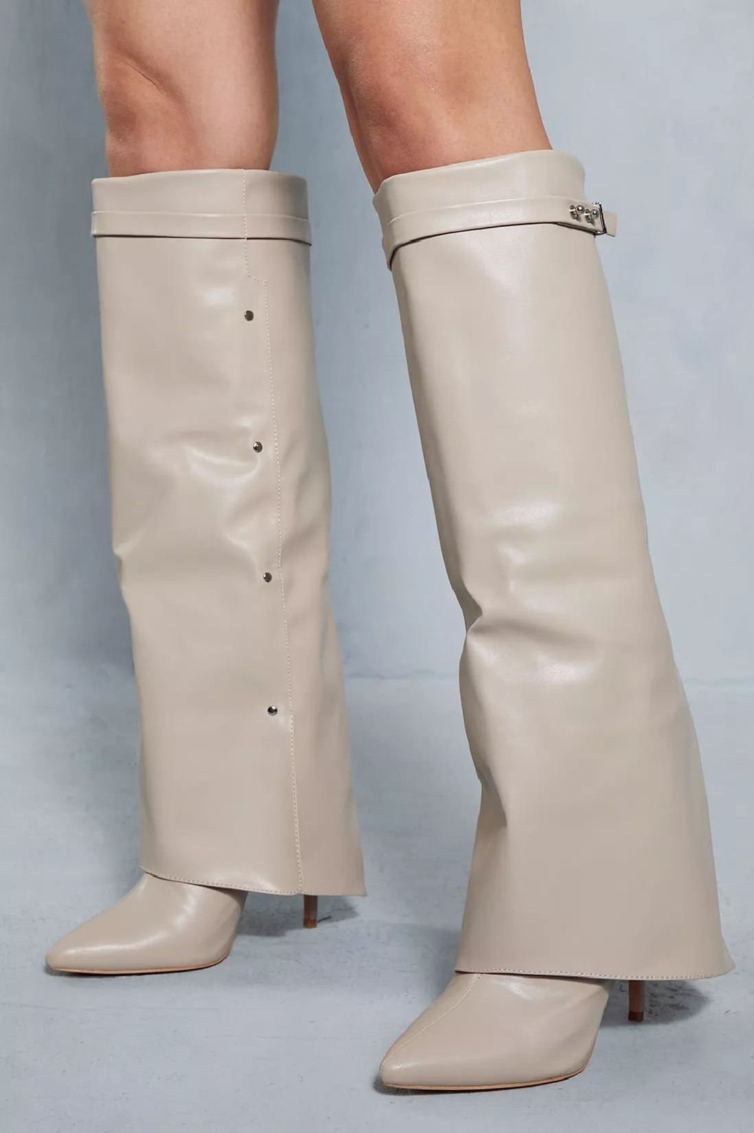 Boots | Leather Look Fold Over Pointed Boots | MissPap | Debenhams UK