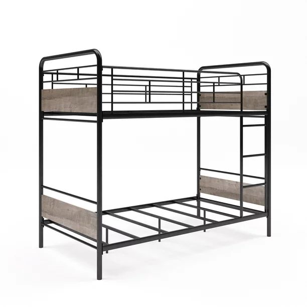 Better Homes & Gardens Anniston Twin Over Twin Bunk Bed, Metal Frame and Rustic Gray Accents | Walmart (US)