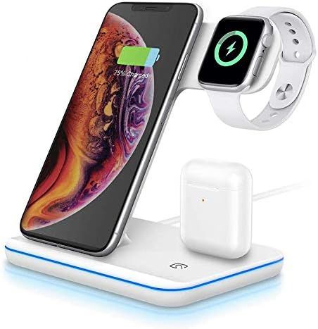 Fast Wireless 3 in1 Charging Station Ear pods iPhone, Smart Watch, Charger for iPhone 12/12 Pro/1... | Amazon (US)