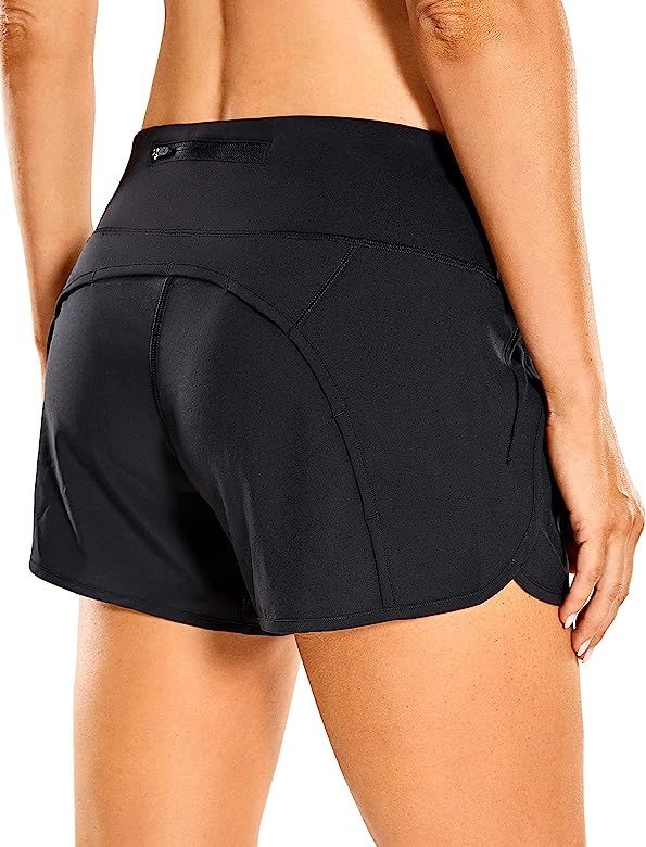 CRZ YOGA Women's Quick-Dry Athletic Sports Running Workout Shorts with Zip Pocket - 4 Inches | Amazon (US)