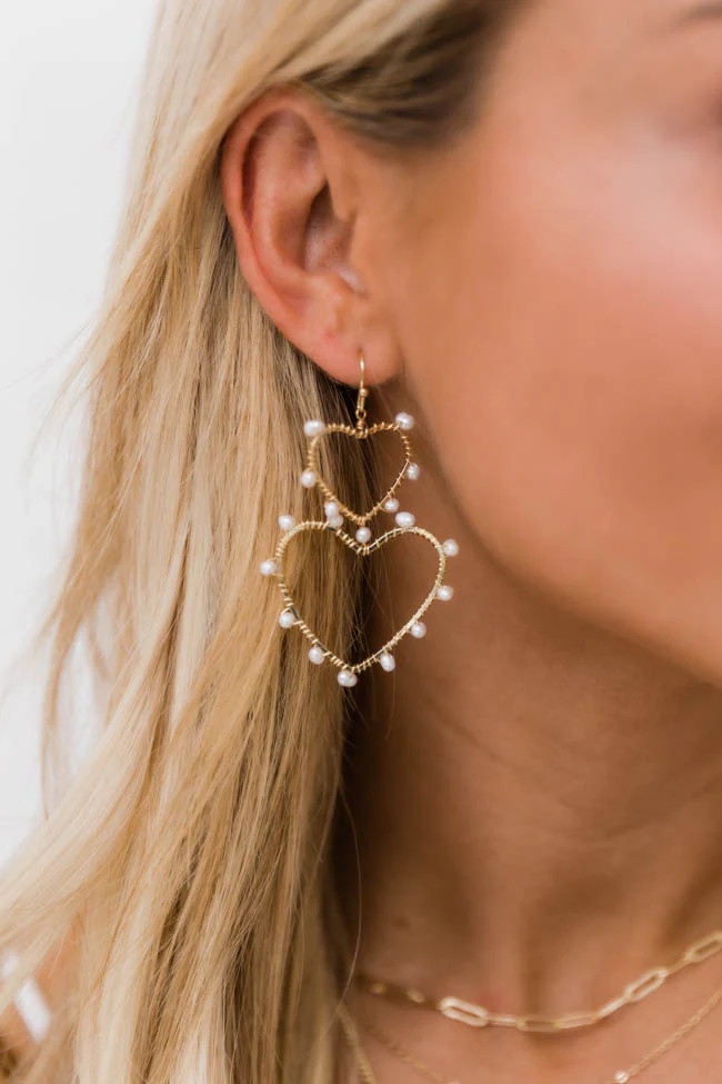 Golden Love Heart Earrings | The Pink Lily Boutique