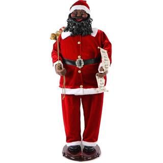 58 in. Christmas African American Dancing Santa with Naughty and Nice List | The Home Depot