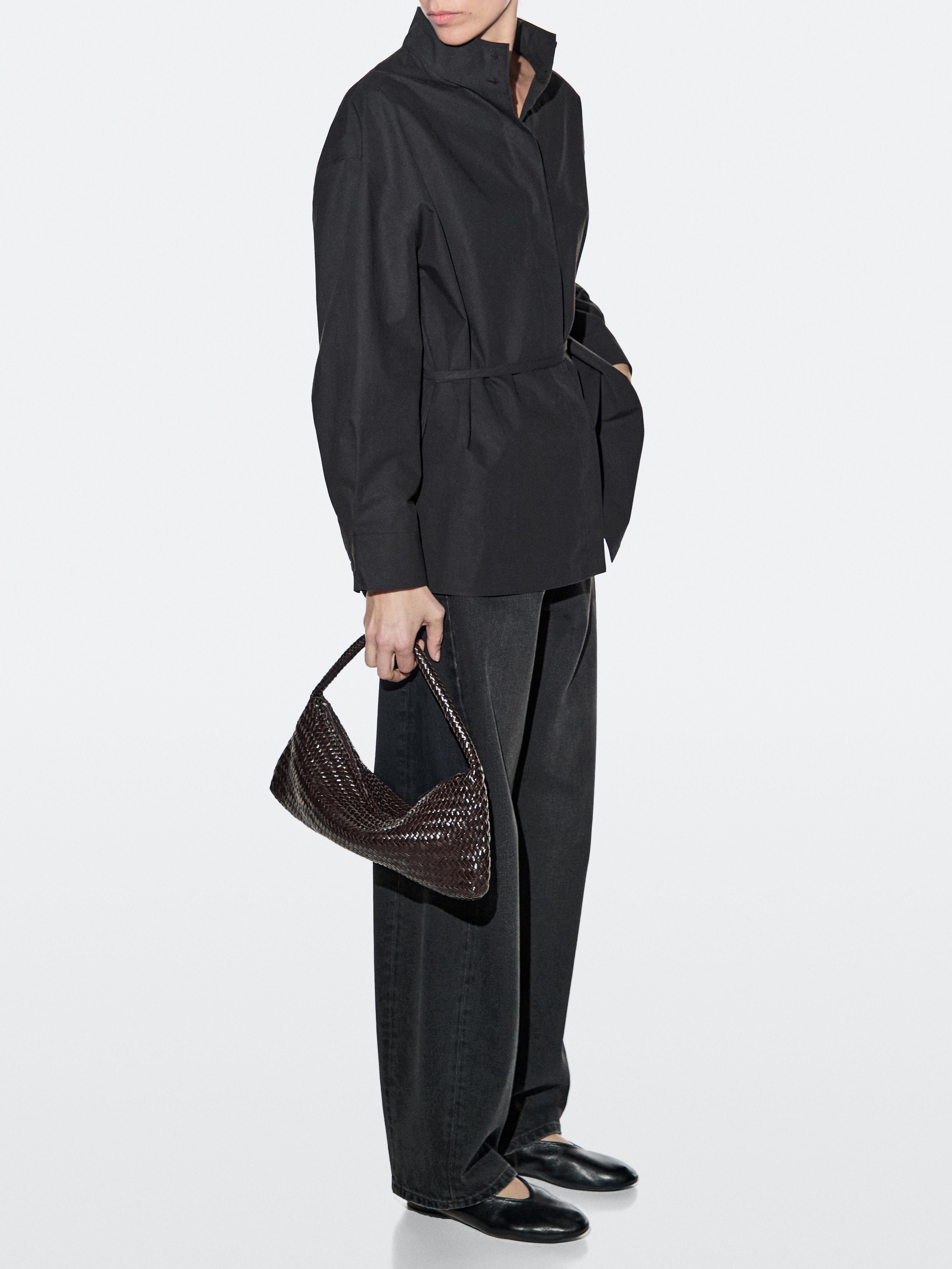 Nappa leather woven croissant bag | Massimo Dutti UK
