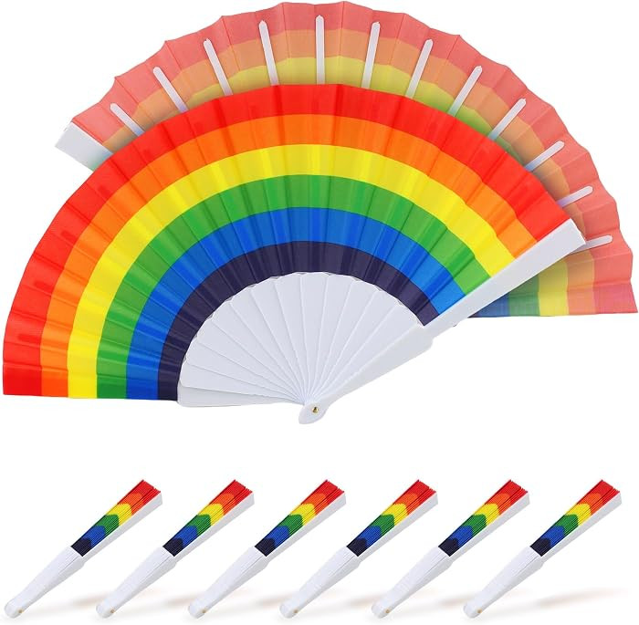 6 Pack Rainbow Folding Fans Pride Plastic Handheld Fan Horizontal Stripes for Women Men Pride Mon... | Amazon (US)