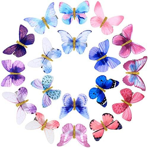 18 Pieces Butterfly Hair Clips Glitter Barrettes Butterfly Snap Hair Clips for Teens Women Hair Acce | Amazon (US)