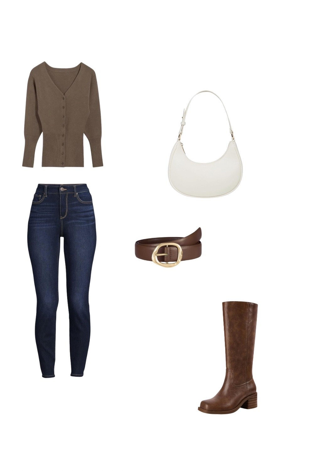 Thanksgiving
A cozy, flattering mix of warm neutrals perfect for everyday wear. The taupe cardigan and dark denim jeans offer a casual yet put-together base, accented with a gold-buckled brown belt and rich leather boots. A clean white shoulder bag lightens the palette, keeping the outfit modern, simple, and effortlessly chic.


#LTKHoliday #LTKStyleTip #LTKSeasonal