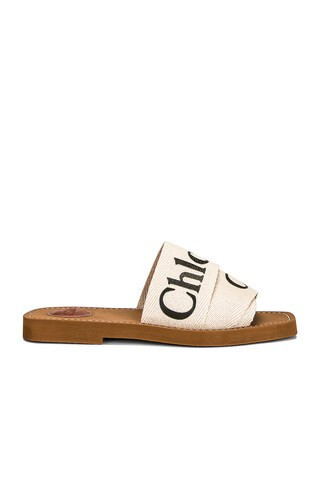 Chloe Woody Flat Slides in White | FWRD 
