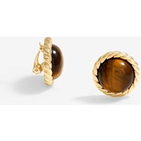 Gold Plated Tigers Eye Clip Earrings | Debenhams UK
