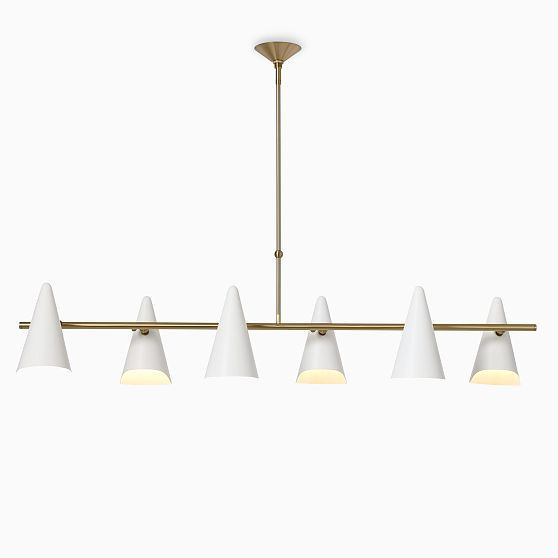 Coco Linear Chandelier, 54 Inches, Antique Brass/White | West Elm (US)
