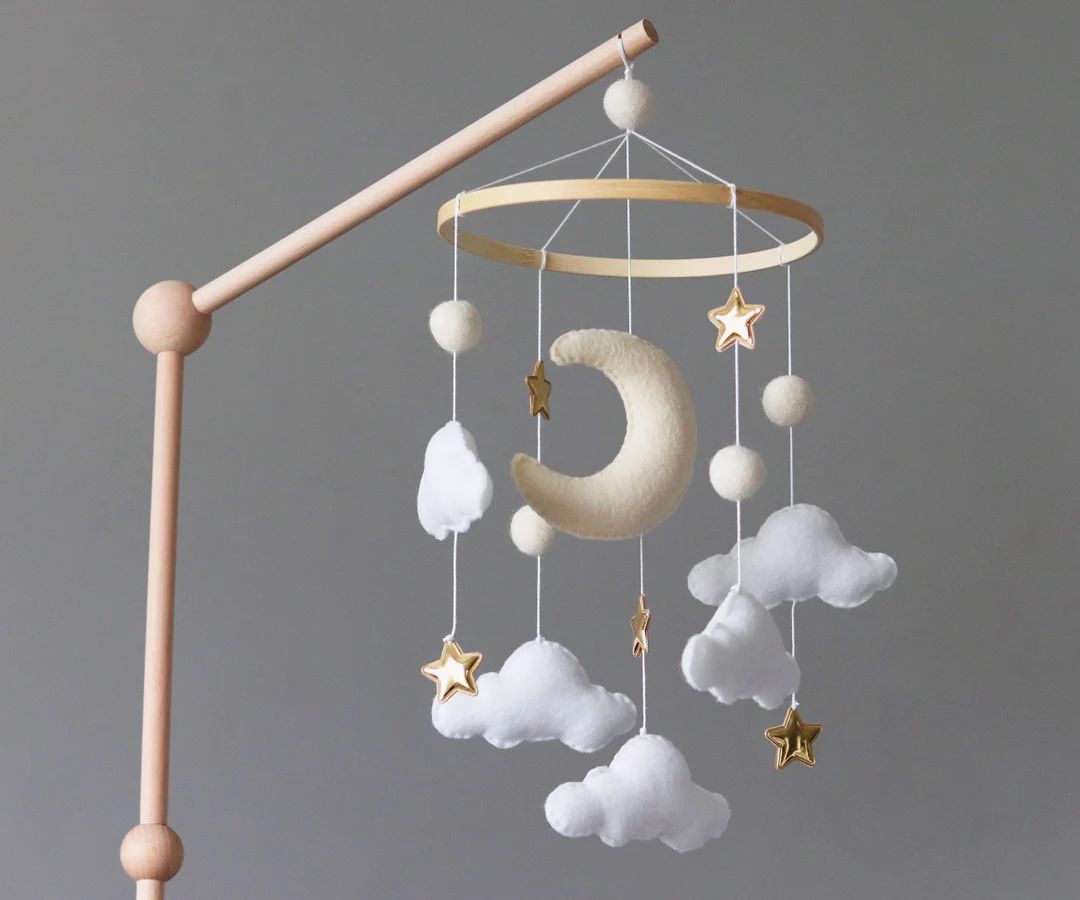 Dreamy Space Baby Crib Mobile with moon, cloud, and stars | gender neutral | baby shower gift | m... | Etsy (US)