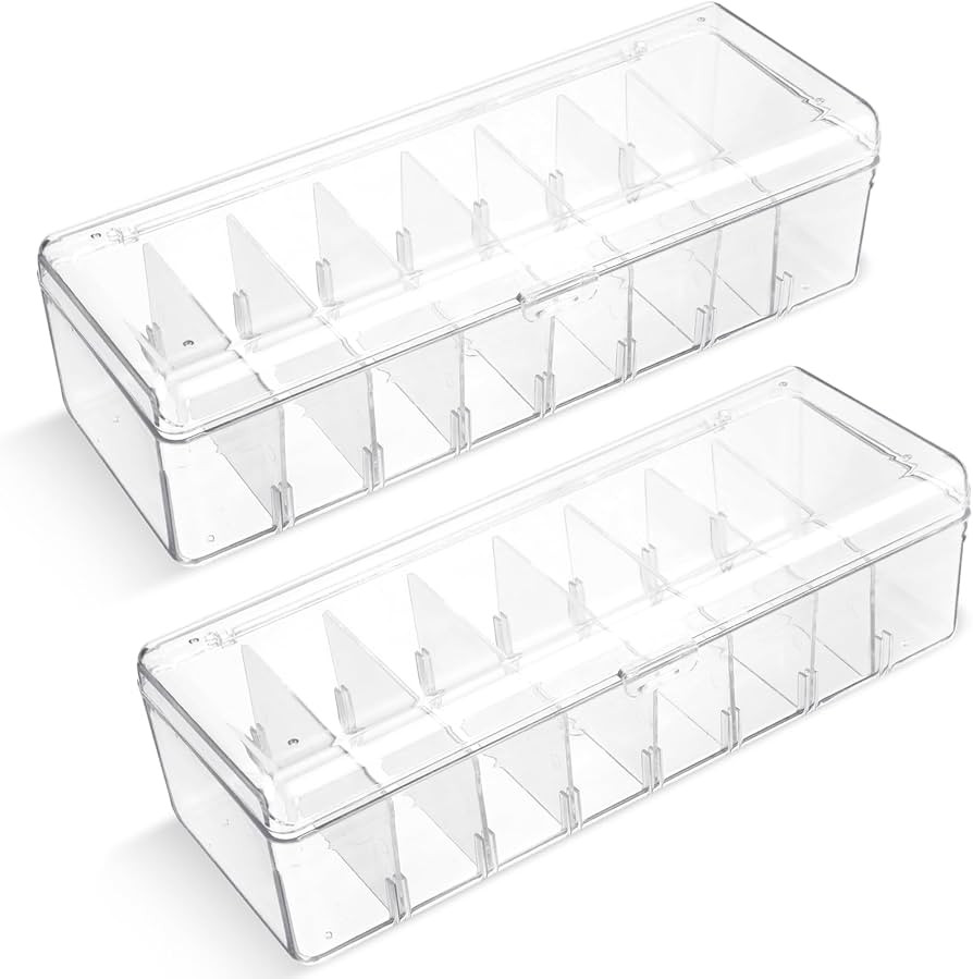 Wenqik 2 Pcs Trading Card Storage Box Plastic Storage Box Transparent Playing Case with Removable... | Amazon (US)