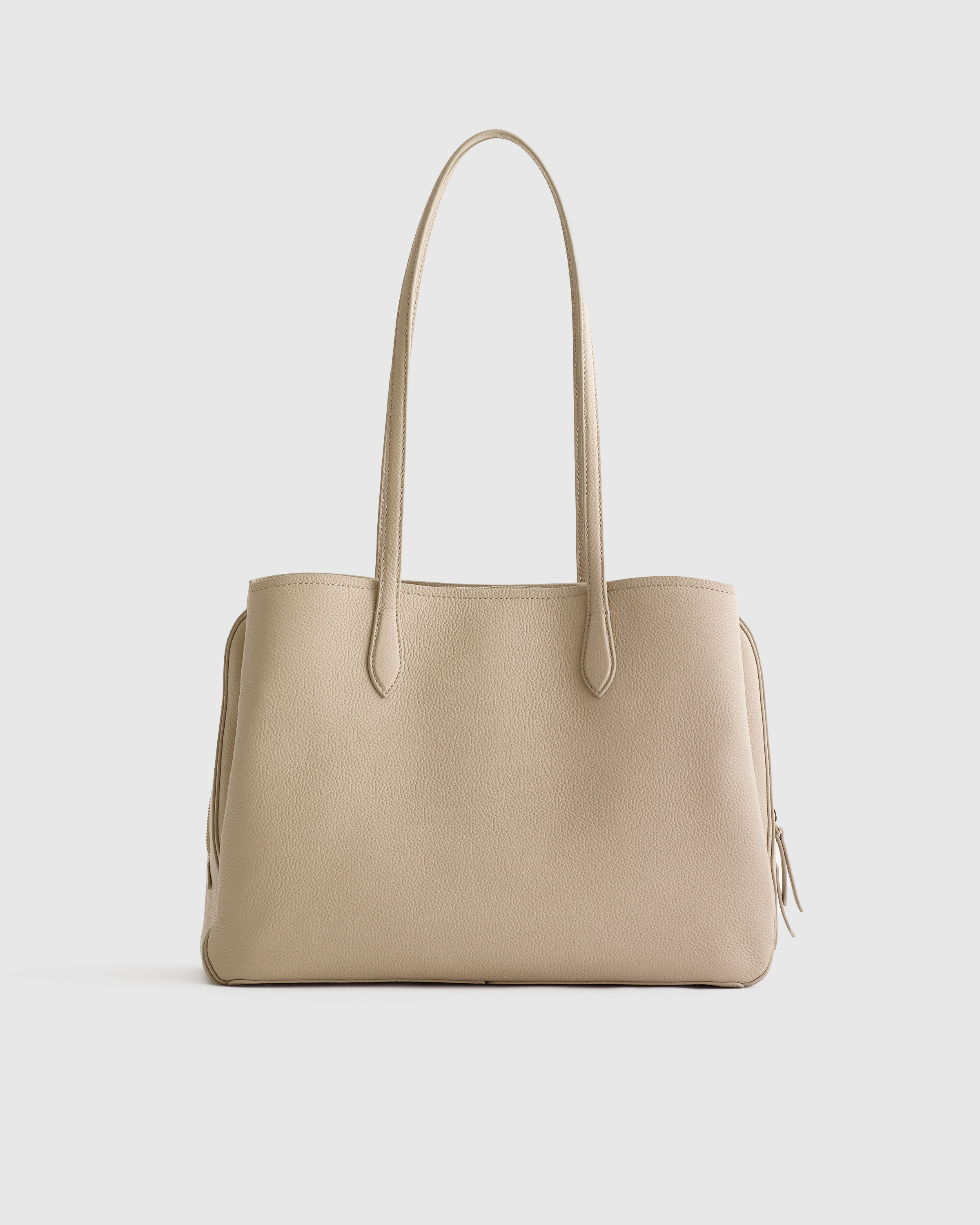 Quince | Women's Italian Leather Triple Compartment Work Tote in Taupe | Quince