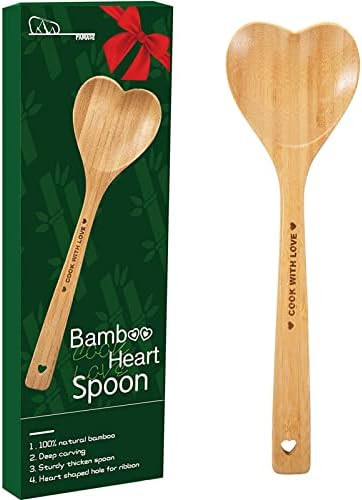 Wooden Heart Spoons - Heart Shaped Bamboo Spoon Kitchenware for Cooking with Love, Unique Valenti... | Amazon (US)
