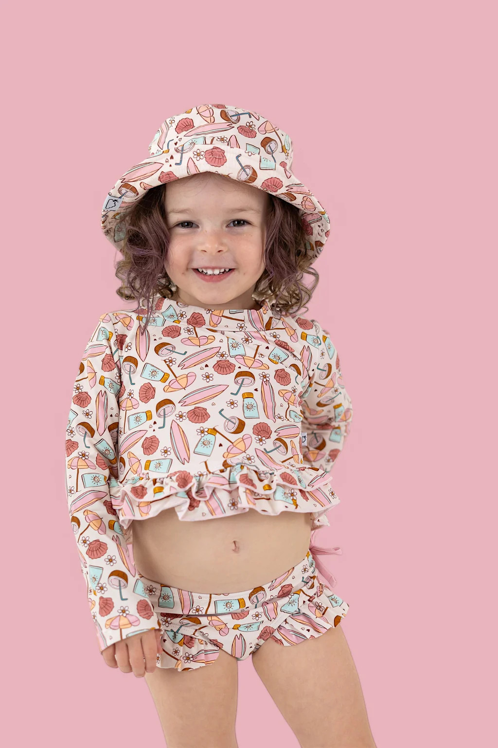 FUN IN THE SUN DREAM TWO-PIECE RASH GUARD RUFFLE SWIM SUIT | Dream Big Little Co.