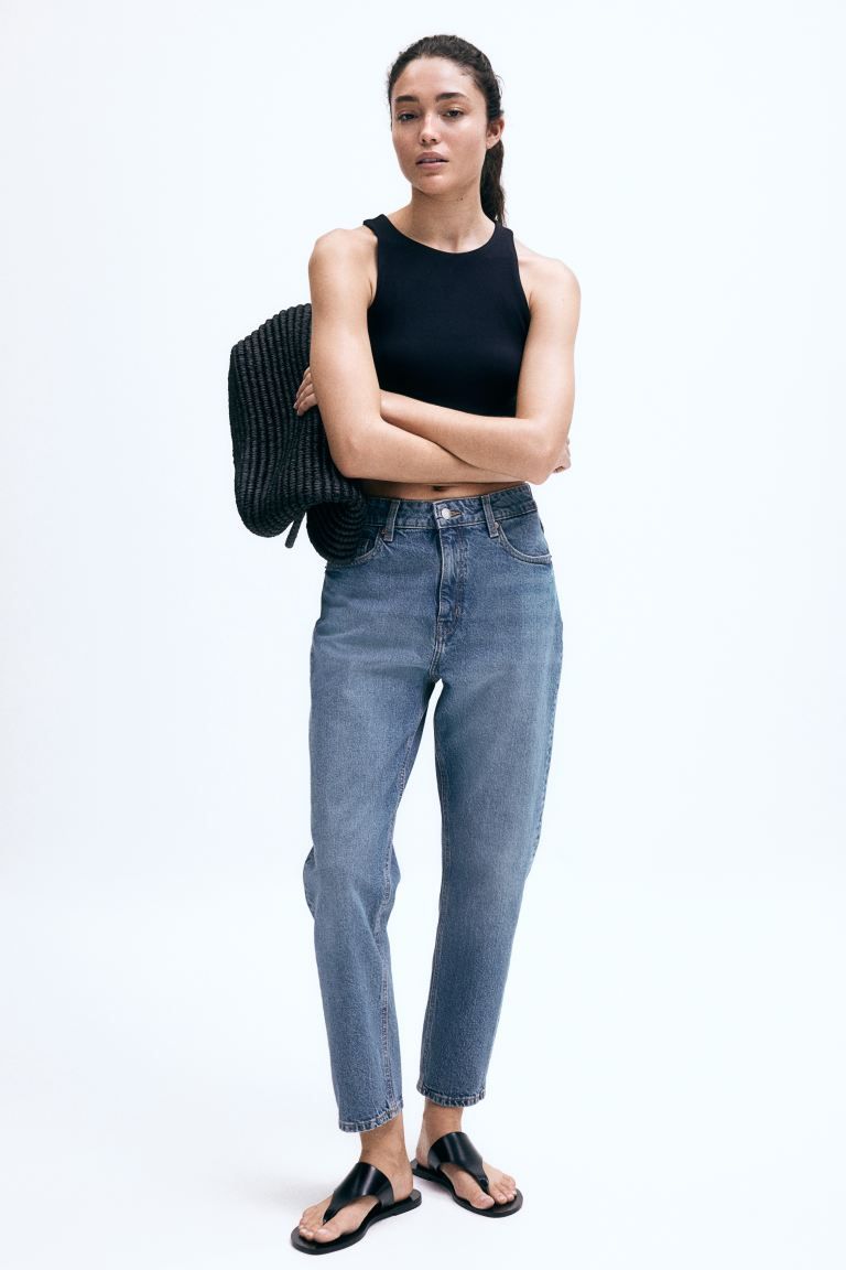 Slim Mom High Ankle Jeans - High waist - Ankle-length - Denim blue - Ladies | H&M US | H&M (US + CA)