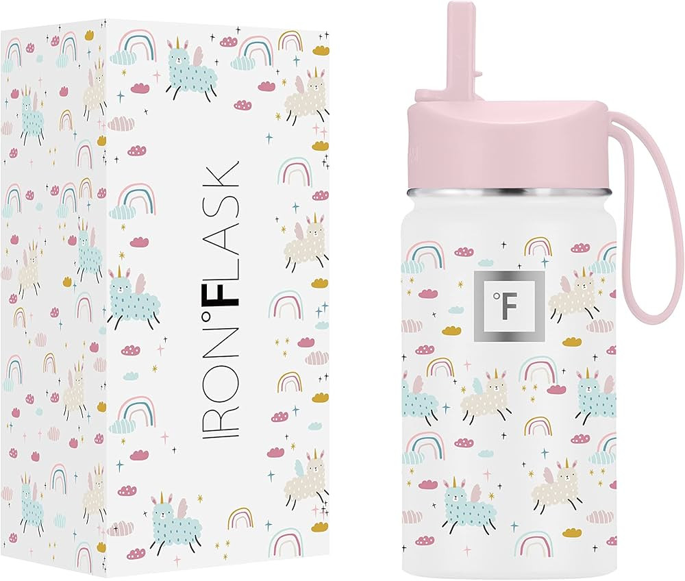 IRON °FLASK Kids Water Bottle - Straw Lid, 20 Name Stickers, Vacuum Insulated Stainless Steel, D... | Amazon (US)