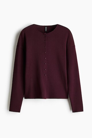 H & M - Textured-Knit Cardigan - Burgundy | H&M (US + CA)