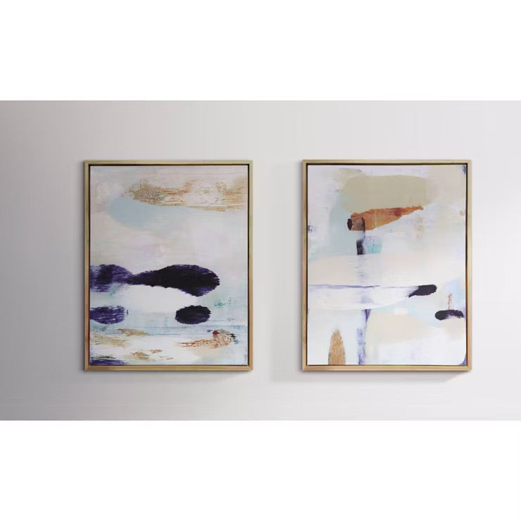 (Set of 2) 24" x 30" Abstract Framed Wall Art Canvas Beige - Project 62™ | Target