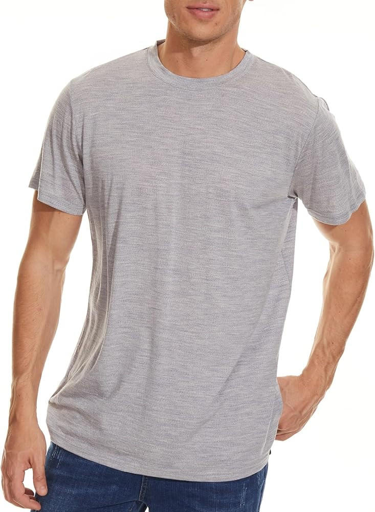 Merino Wool T-Shirt Mens Wicking Merino Wool Undershirt Lightweight Base Layer | Amazon (US)