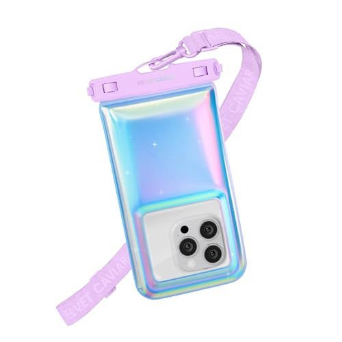 VELVET CAVIAR Waterproof Phone Pouch with Lanyard | IP68 Floating Case for iPhone & All Phones | Dry Bag for Snorkeling, Beach, Kayaking | Travel & Cruise Essentials for Women (Lavender Holo) | Amazon (US)