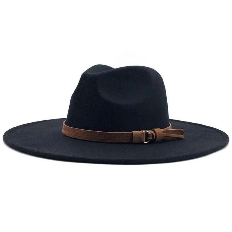 Doublju Women's Wide Brim Dandy Fedora Panama Hat with Brown Belt - Walmart.com | Walmart (US)