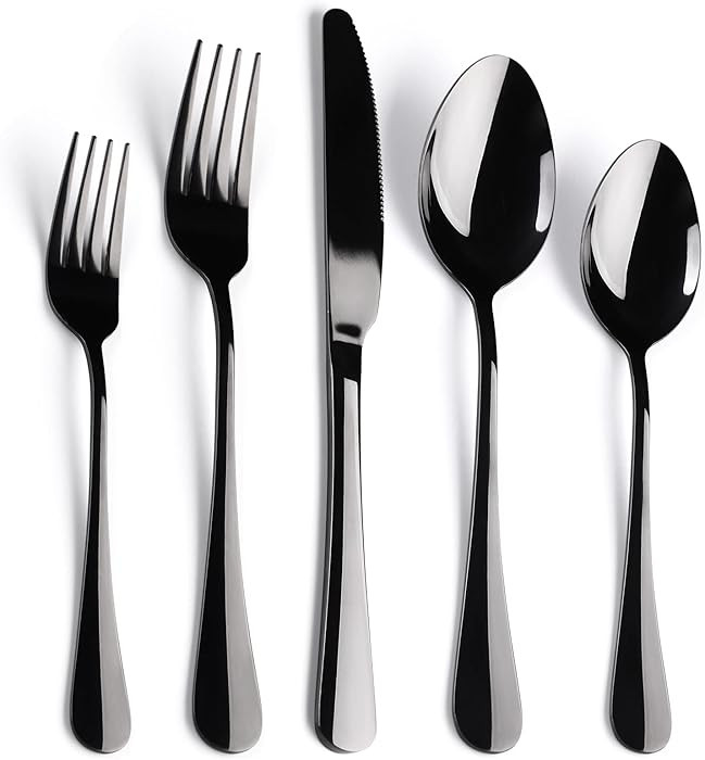 Black Flatware Set for 8,40-Piece Silverware Set for 8, SANLUNS Utensil Sets Tableware Cutlery, M... | Amazon (US)