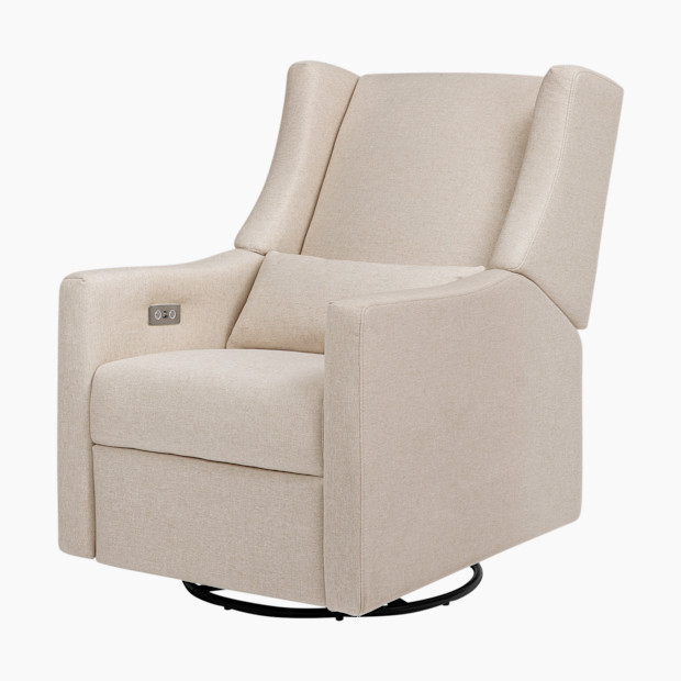 babyletto Kiwi Electronic Recliner and Swivel Glider in Performance Beach Eco Weave | Repreve | Babylist