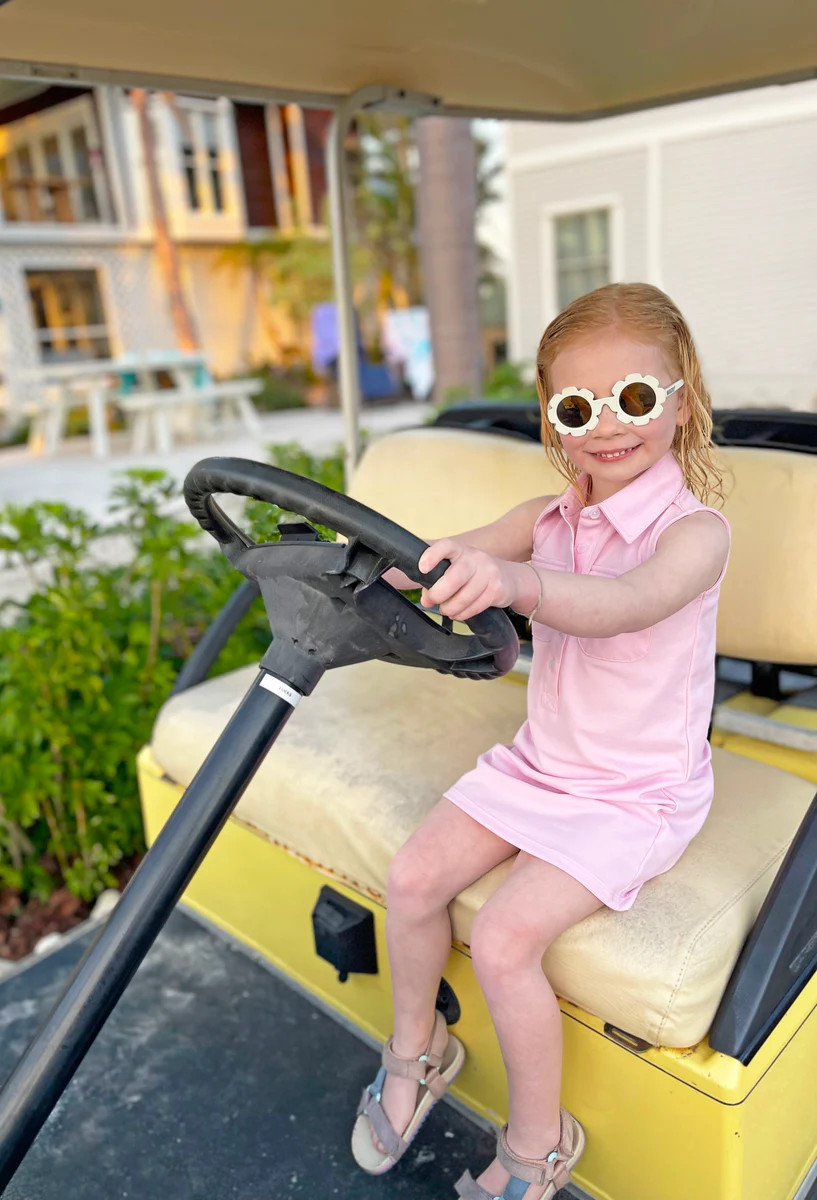 Girls Active Pique Opal Dress in Tulip Pink | Duffield Lane