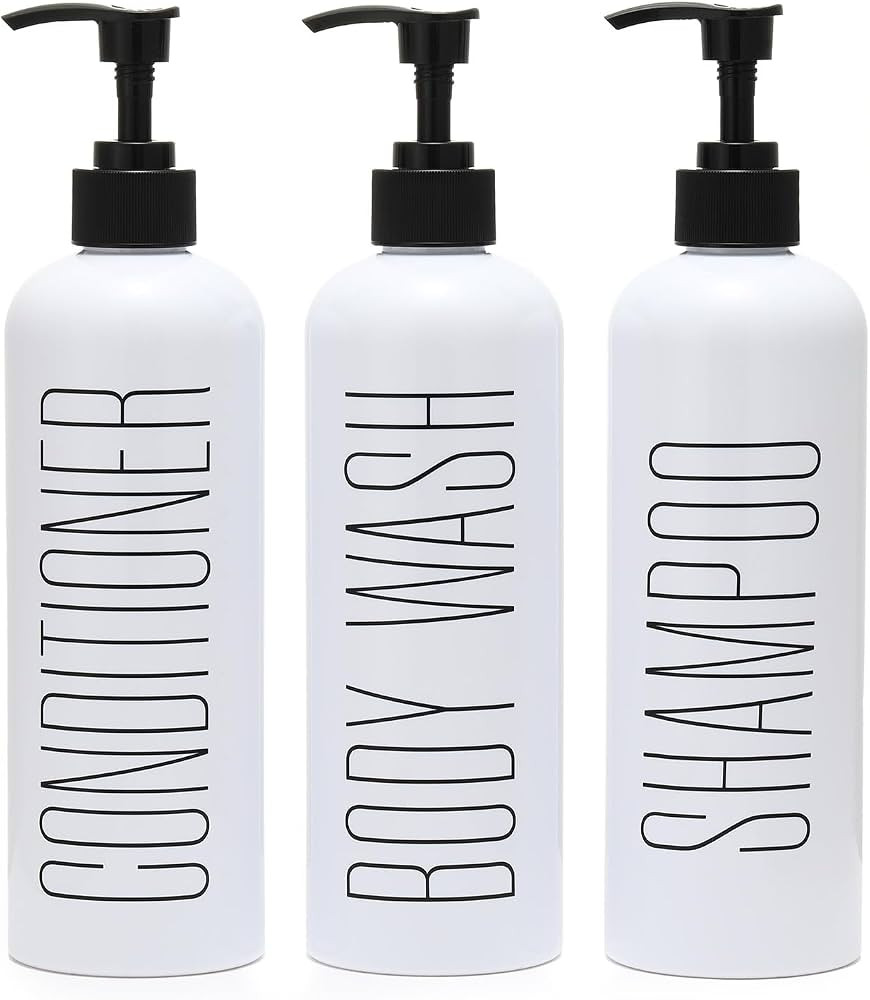 HOMCDALY Shampoo and Conditioner Dispenser, 16oz 3-Pack Refillable Shampoo and Conditioner Bottle... | Amazon (US)