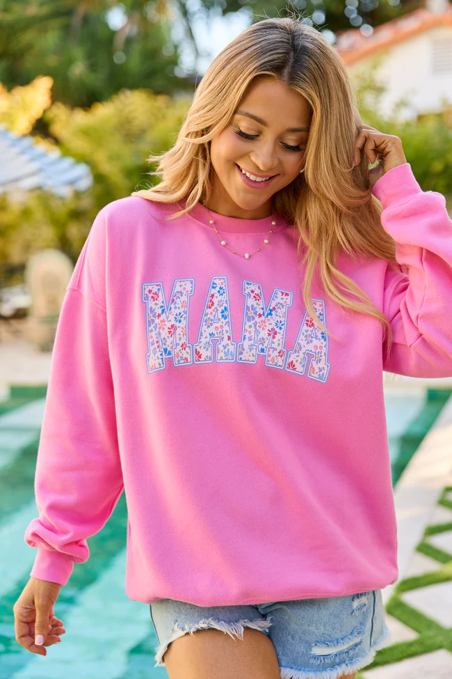 Mama Floral Pink Graphic Sweatshirt | Pink Lily
