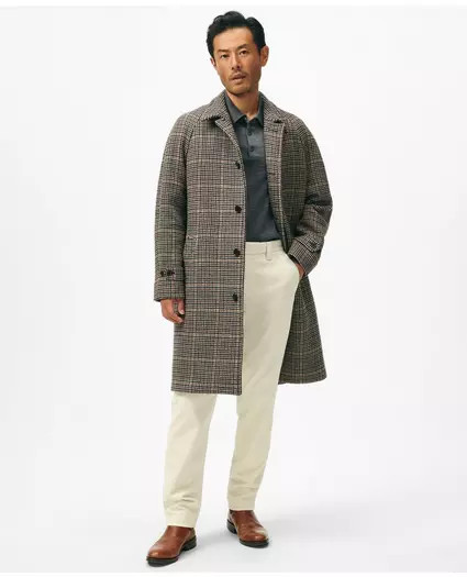 Wool-Blend Balmacaan Checked Coat | Brooks Brothers