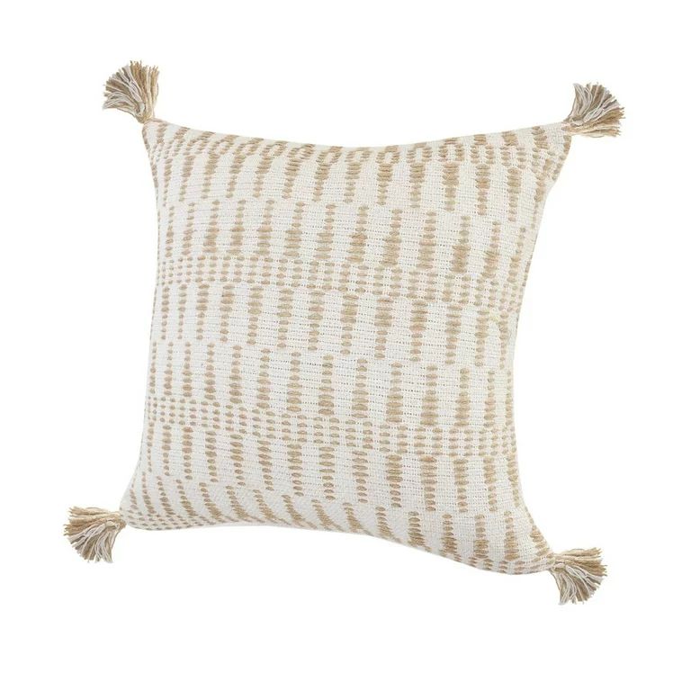 Ox Bay Woven Paths Geometric Jute Tasseled Throw Pillow, 20" x 20", Ivory - Walmart.com | Walmart (US)