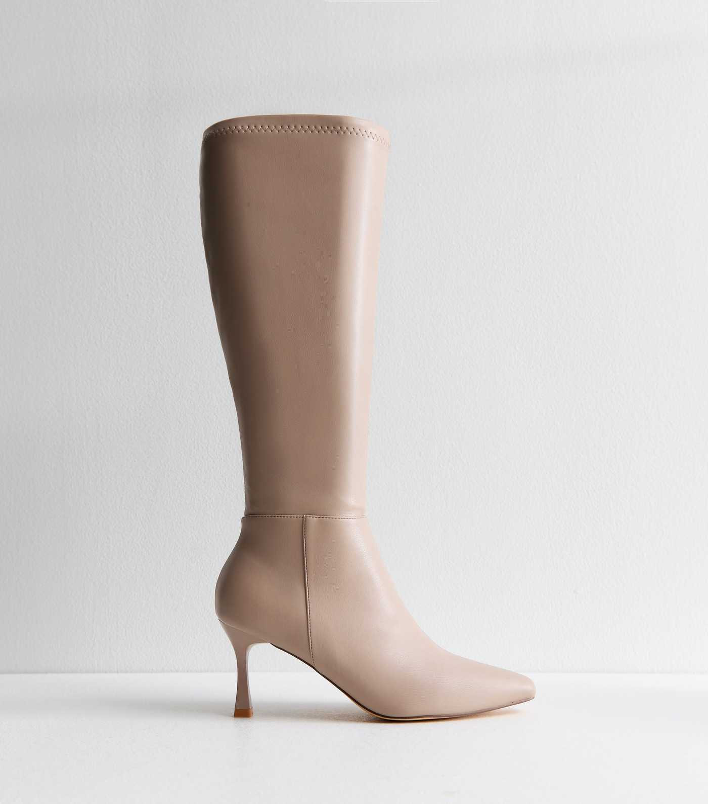 Mink Leather Look Knee High Stiletto Boots | New Look | New Look (UK)