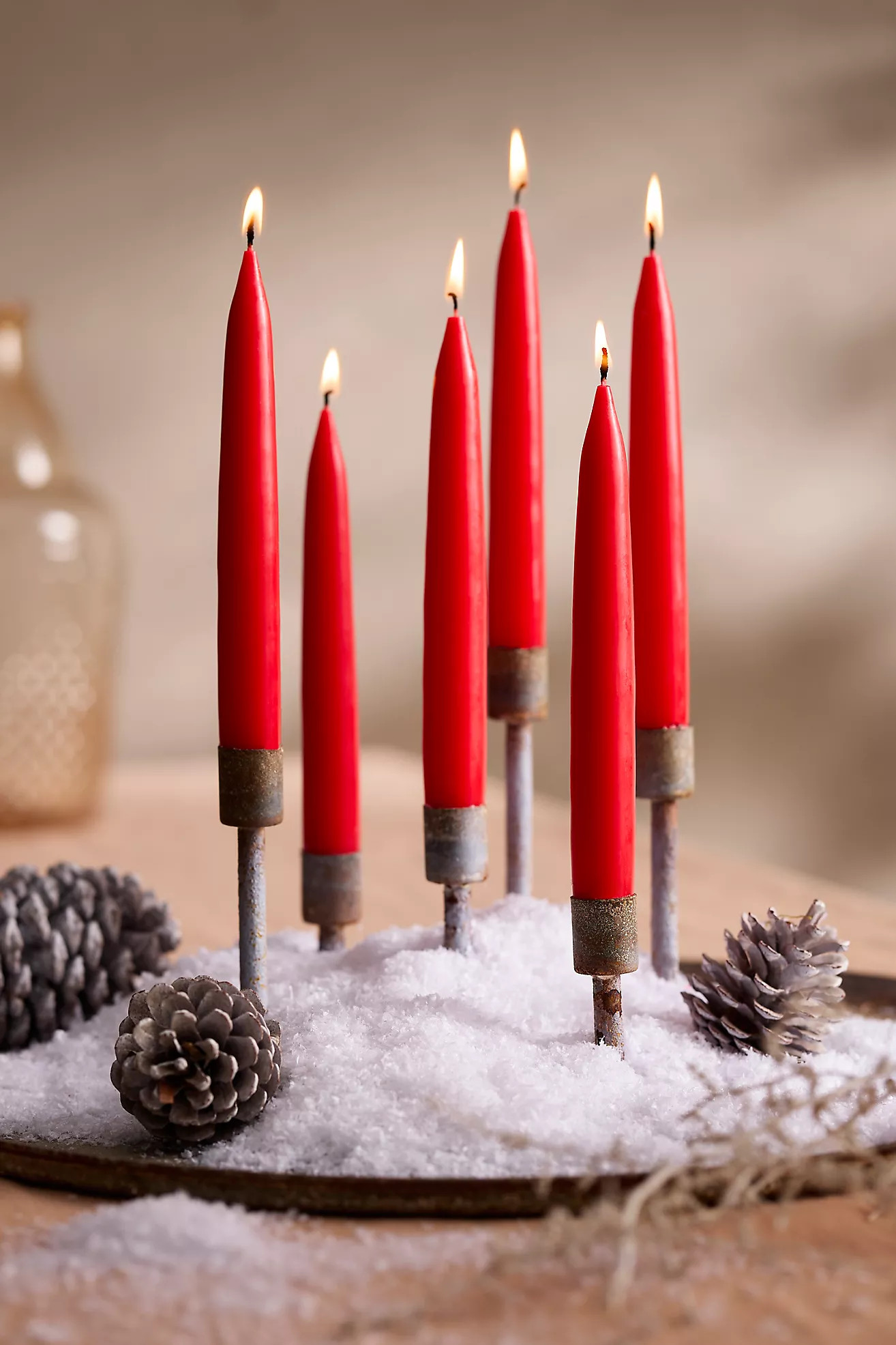 Unscented Taper Candle Set, Holiday Red | Anthropologie (US)