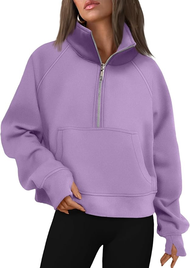AUTOMET Womens Sweatshirts Half Zip Cropped Pullover Fleece Quarter Zipper Hoodies 2026 Fall Fash... | Amazon (US)