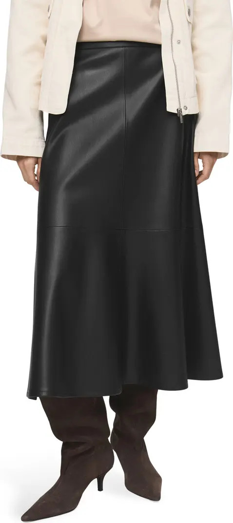Paris Faux Leather A-Line Midi Skirt | Nordstrom
