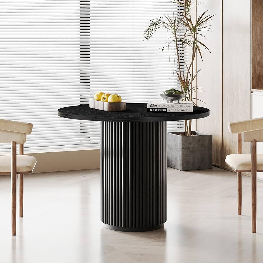 SIMTONAL Round Dining Table, Modern Farmhouse Kitchen Table Black, 35 Inch Small Circle Dining Ta... | Amazon (US)