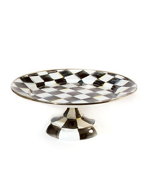 MacKenzie-Childs Courtly Check Enamel Pedestal Platter | Saks Fifth Avenue