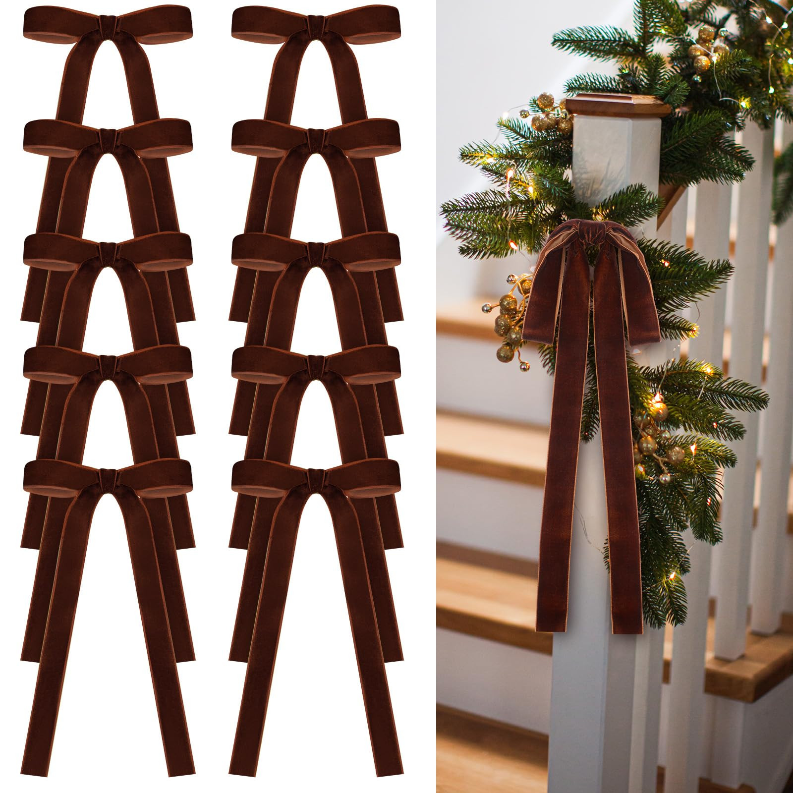 24 Pcs Velvet Bows Christmas Tree Ornaments Vintage Velvet Ribbon Bows for Tree Garland Wreath In... | Amazon (US)