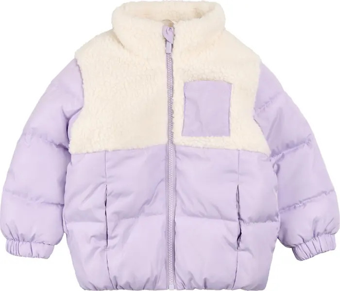 MILES THE LABEL Kids' Mixed Media Puffer Jacket | Nordstrom | Nordstrom