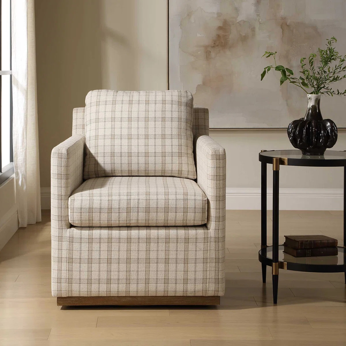 Uttermost Basie Casual Linen Swivel Chair | Wayfair North America