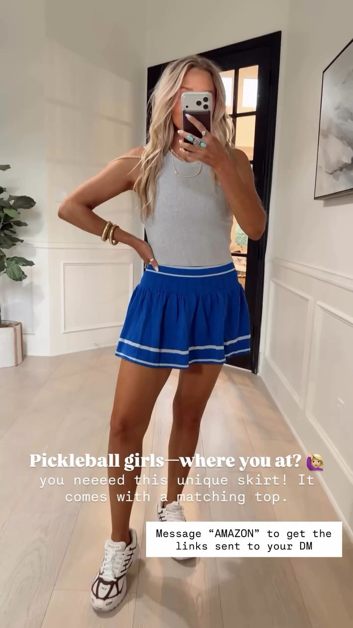 Pickleball girls—where you at? 🙋🏼‍♀️ you neeeed this unique skirt! It comes with a matching top too. 

Wearing my tts (small) 

5’5” // 120 lbs

#LTKActive #LTKfitnessgoals #LTKootd