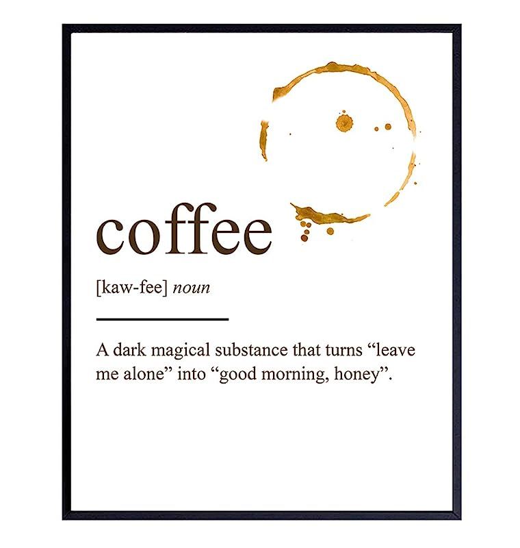 Coffee Definition Wall Art Poster Print - Funny Home or Office Decor and Unique Decorations for K... | Amazon (US)