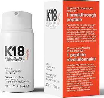 K18 Leave-In Molecular Hair Mask, Repairs Dry or Damaged Hair, Reverse Hair Damage from Bleach, C... | Amazon (US)