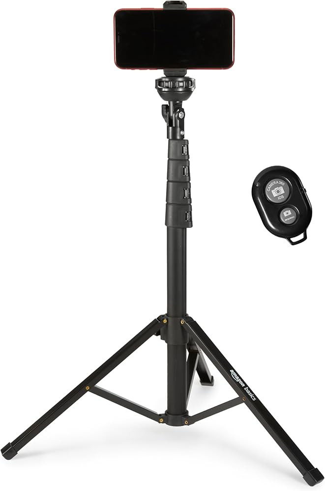 Amazon.com: Amazon Basics 64-inch Extendable Tripod for iPhones and Smartphones, Selfie Stick Mod... | Amazon (US)