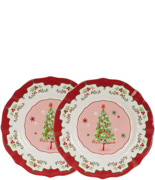 Southern Living Sweet Christmas Collection Red Tree Accent Plates, Set of 2 | Dillard's | Dillard's