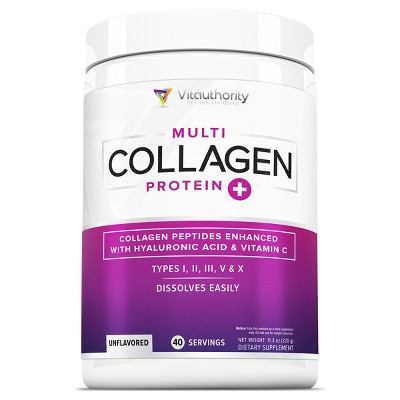 Multi Collagen Protein Plus Powder, Collagen Capsule Hair, Skin and Nails with Hyaluronic Acid and Vitamin C, Unflavored, Vitauthority, 40 Servings | Target