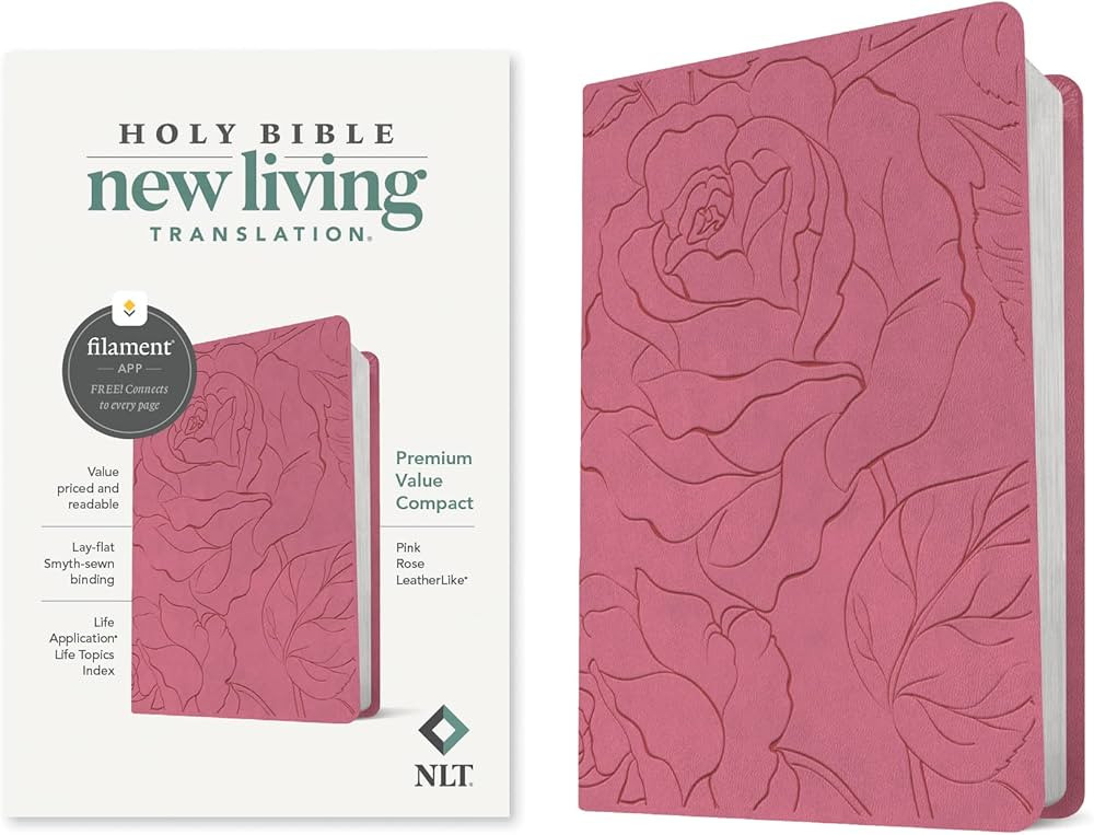 NLT Premium Value Compact Bible, Filament Enabled (LeatherLike, Pink Rose) | Amazon (US)
